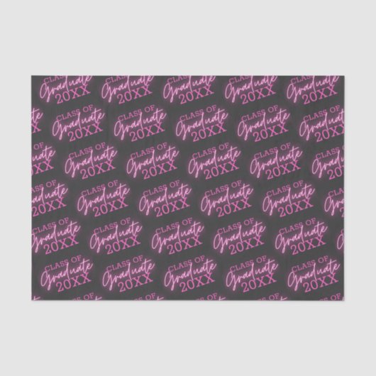 Klasse 2024 Graduate Neon Pink Script Seidenpapier (Vorderseite)