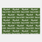 Klasse 2024 Graduate's Name Dark Green and White Geschenkpapier Set (Vorderseite 2)