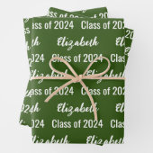 Klasse 2024 Graduate's Name Dark Green and White Geschenkpapier Set (Beispiel)