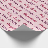 Klasse 2024 Graduate's Name Pale Pink Geschenkpapier (Ecke)