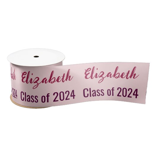 Klasse 2024 Graduate's Name Pale Pink Satinband (Spule)