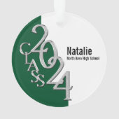 Klasse 2024 Grün und Silber mit Foto Ornament (Rückseite)