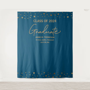 Klasse 2024 Hintergrund Navy Blue Graduation Party Wandteppich