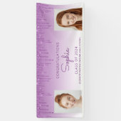 Klasse 2024 Lila Glitzer 2-Foto-Abschluss Banner (Vertikal)