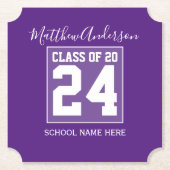 Klasse 2024 Moderne Royal Lila Graduation Party Untersetzer (Vorderseite)