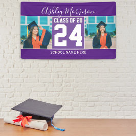 Klasse 2024 Modernes Royal Lila Abschluss Foto Banner