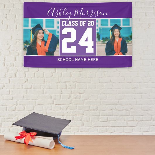 Klasse 2024 Modernes Royal Lila Abschluss Foto Banner