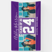 Klasse 2024 Modernes Royal Lila Abschluss Foto Banner (Vertikal)