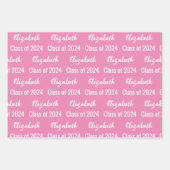 Klasse 2024 Name des Absolventen Rosa und Weiß Geschenkpapier Set (Vorderseite 2)
