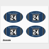Klasse 2024 Navy Blue Football Form Abschluss Ovaler Aufkleber (Blatt)