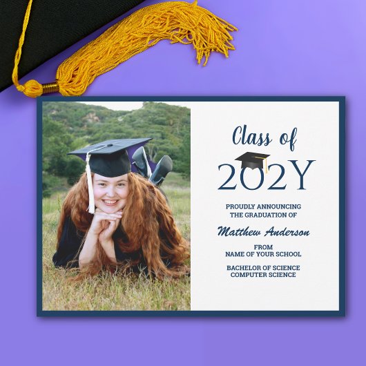 Klasse 2024 Navy Blue Graduate Foto Abschluss Ankündigung