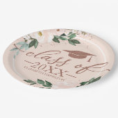 Klasse 2024: Pink Blush Floral Graduation Party Pappteller (Schrägansicht)
