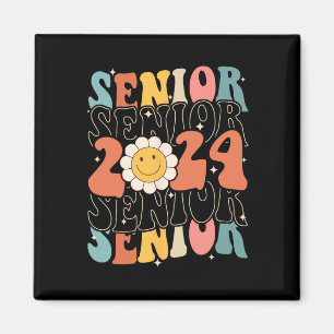 Klasse 2024 Retro Groovy Senioren Gra Magnet