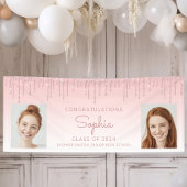 Klasse 2024 Rosa Glitzer 2-Foto Abschluss Banner