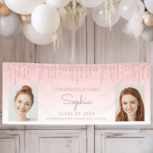 Klasse 2024 Rosa Glitzer 2-Foto Abschluss