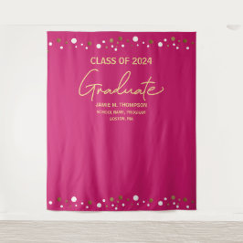 Klasse 2024 Rosa Hintergrund Abschluss Wandteppich