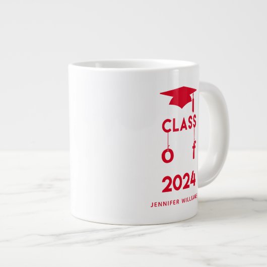 Klasse 2024 - Roter Abschluss Jumbo-Tasse (Vorderseite Rechts)