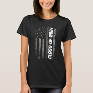 Klasse 2024 Senior 2024 Abschluss American Flag T-Shirt