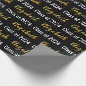 Klasse 2024 und Name des Absolventen Schwarz-weiße Geschenkpapier (Ecke)