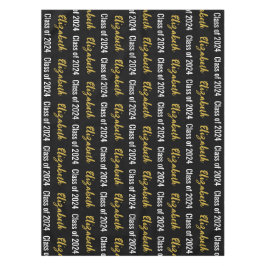 Klasse 2024 und Name des Absolventen Schwarz-weiße Tischdecke