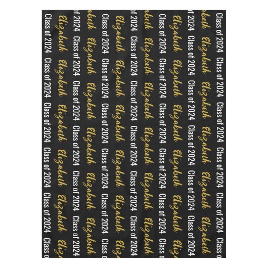 Klasse 2024 und Name des Absolventen Schwarz-weiße Tischdecke (Vorderseite)