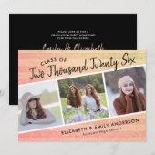 Klasse 2025 3 Fotos Rustikaler Abschluss Einladung (Vorne/Hinten)