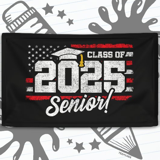 Klasse 2025 Abschluss American Flag Senior 2025 Banner
