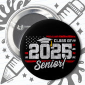 Klasse 2025 Abschluss American Flag Senior 2025 Button
