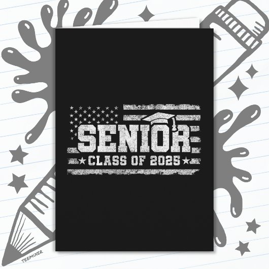 Klasse 2025 Abschluss American Flag Senior 2025 Karte