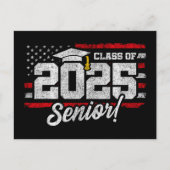 Klasse 2025 Abschluss American Flag Senior 2025 Postkarte (Vorderseite)