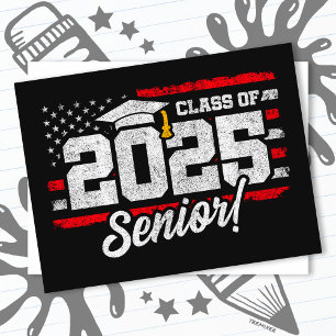 Klasse 2025 Abschluss American Flag Senior 2025 Postkarte