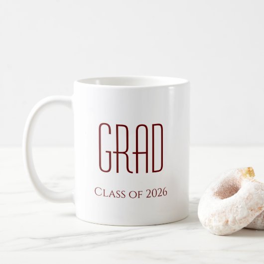 Klasse 2025 Abschluss Grad Einfach Weißrot Kaffeetasse (Mit Donut)