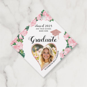Klasse 2025 Abschluss mit Blumenmuster und Rosa Geschenkanhänger