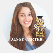 Klasse 2025 Abschluss Senior Graduate Foto Runder Aufkleber (Vorderseite)