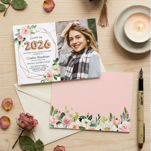 Klasse 2025 Ballon Letters Foto Abschluss Einladung