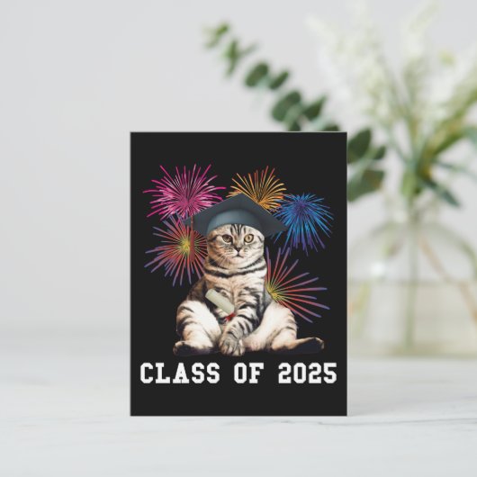 Klasse 2025 Cat Lover Postkarte (Stehend Vorderseite)