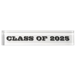 Klasse 2025 Clear Black Paperweight von Janz Namensplakette
