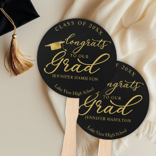 Klasse 2025 Einfach Elegant Gold Schwarz Abschluss Fächer