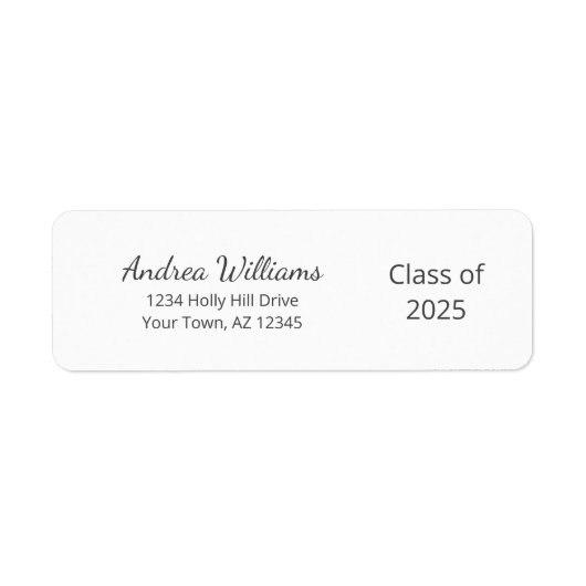 Klasse 2025 Einfache Abschluss-Rücksendeadresse (Vorne)