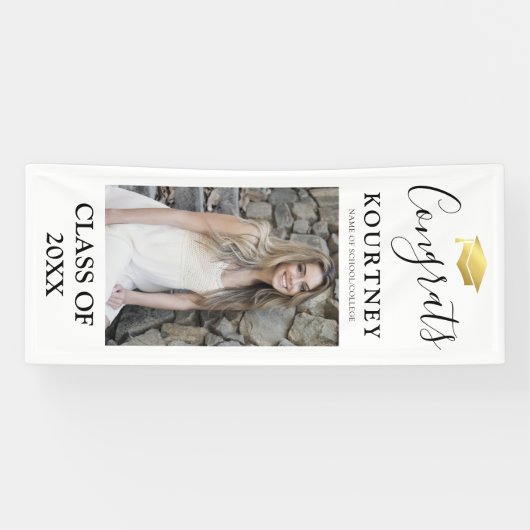 Klasse 2025 Elegante Foto Abschluss Door Banner (Horizontal)