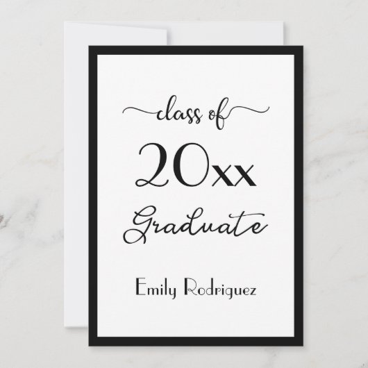 Klasse 2025: Elegante Partei für Schwarz-weiße Aus Einladung (Vorderseite)