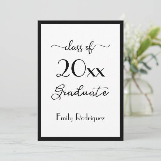 Klasse 2025: Elegante Partei für Schwarz-weiße Aus Einladung (Stehend Vorderseite)