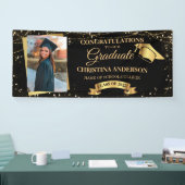 Klasse 2025 Elegantes Black Gold Abschluss Foto Banner (Messe)