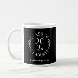 Klasse 2025 Emblem School Name Black Abschluss Kaffeetasse