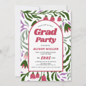 Klasse 2025 farbenfrohe Retro-Blume Abschluss Einladung (Vorderseite)