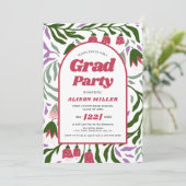 Klasse 2025 farbenfrohe Retro-Blume Abschluss Einladung (Stehend Vorderseite)