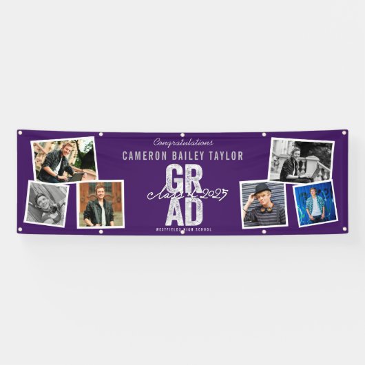 Klasse 2025: Fett GRAD 6 Foto Graduation Party Banner (Horizontal)