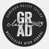 Klasse 2025 Fett GRAD Silver Foil Mod Abschluss Runder Aufkleber (Vorderseite)