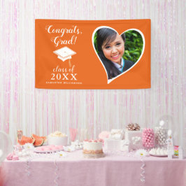 Klasse 2025 Foto Orange und White Abschluss Banner