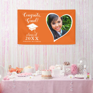 Klasse 2025 Foto Orange und White Abschluss Banner